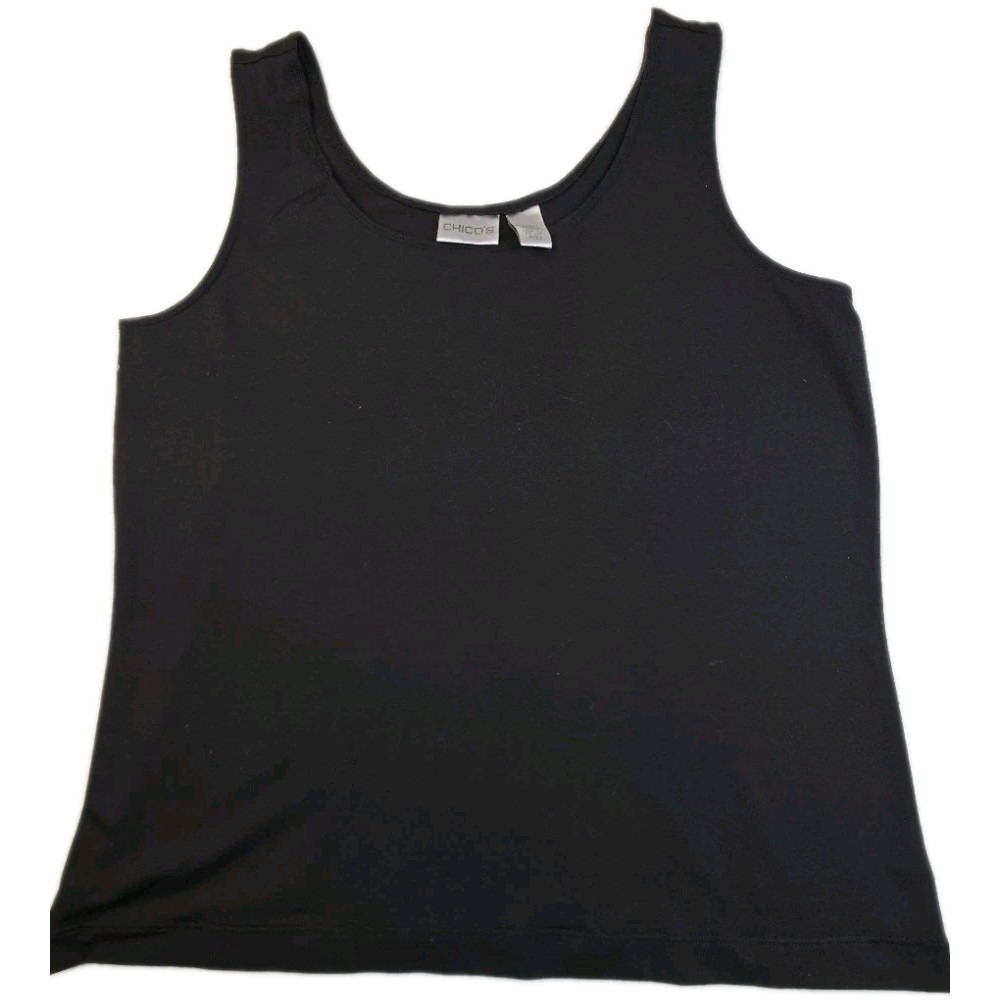 Chico's Microfiber Tank Top Black Nylon Blend Top ~ Size 2 (10-12)